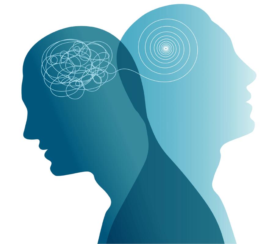Illustration of two heads connected by lines